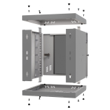 Armadio rack 10" 6U, 300mm, porta in vetro, grigio