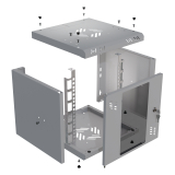 Armadio rack 10" 6U, 300mm, porta in vetro, grigio