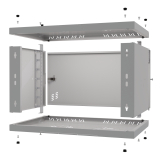 Armadio rack 19" 6U, 350mm, Porta in metallo, grigio