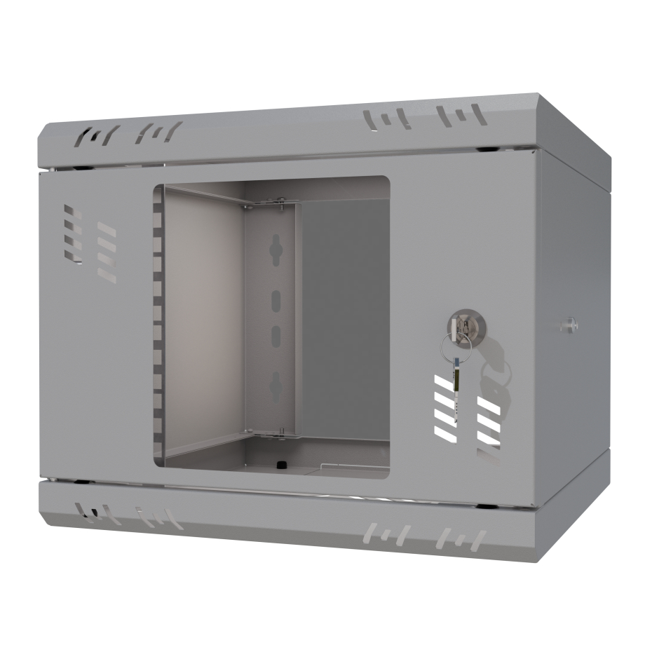 Armadio rack 10" 4U, 300mm, porta in vetro, grigio