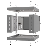 Armadio rack 10" 4U, 300mm, porta in vetro, grigio