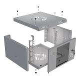 Armadio rack 10" 4U, 300mm, porta in vetro, grigio