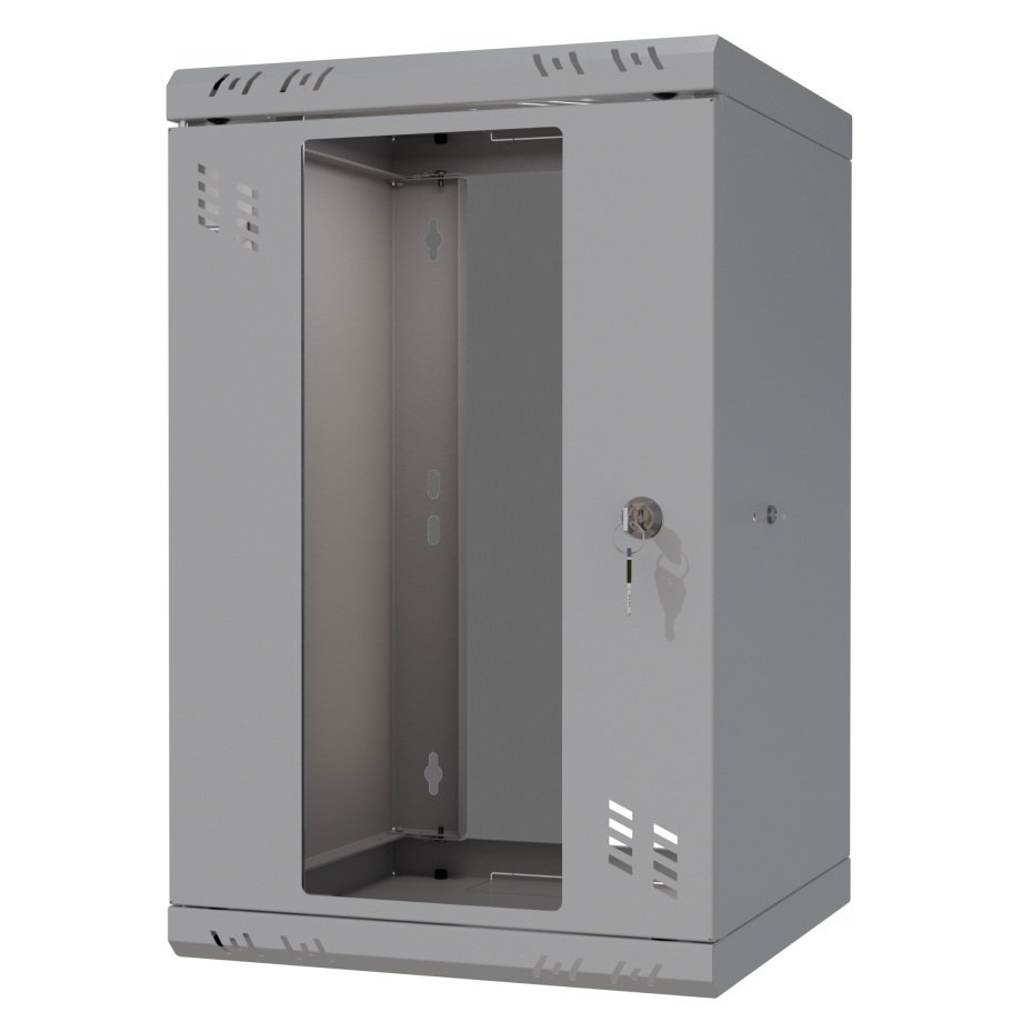 Armadio rack 10" 6U, 300mm, porta in vetro, grigio