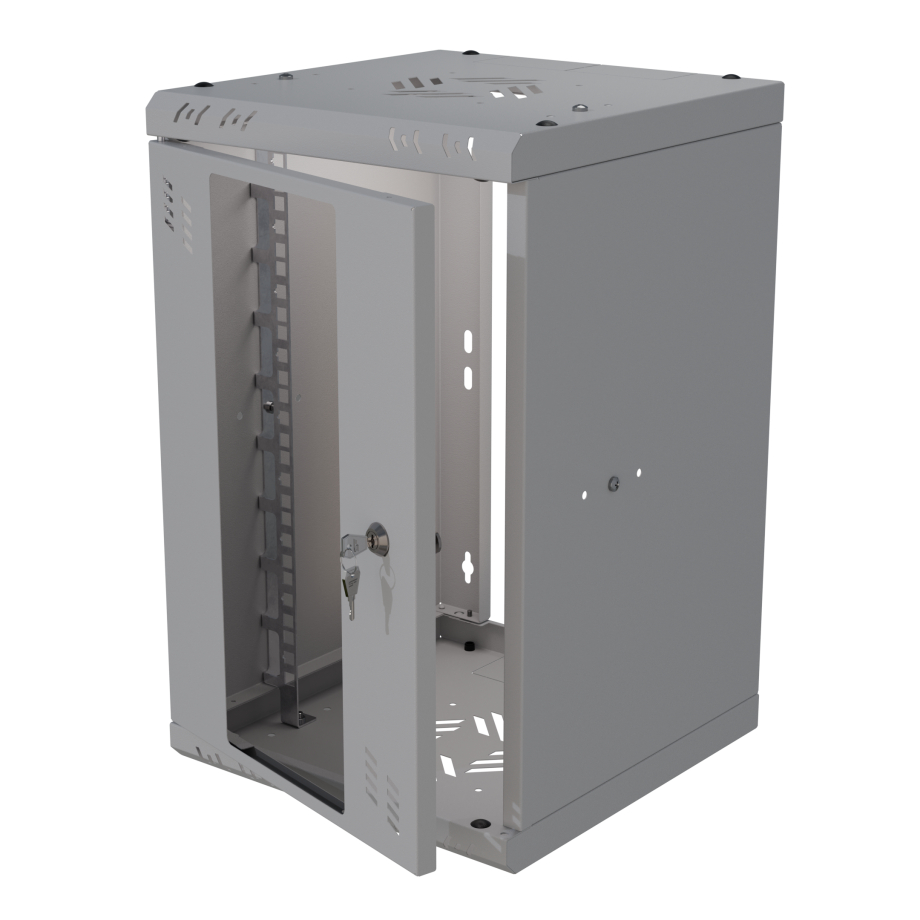 Armadio rack 10" 6U, 300mm, porta in vetro, grigio