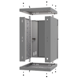 Armadio rack 10" 6U, 300mm, porta in vetro, grigio