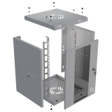 Armadio rack 10" 6U, 300mm, porta in vetro, grigio