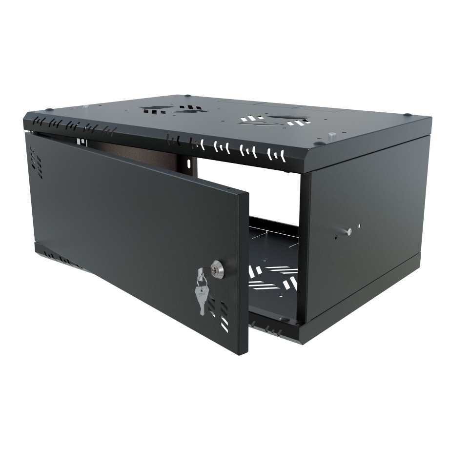 Armadio rack 19" 4U, 350mm, Porta in metallo, Nero