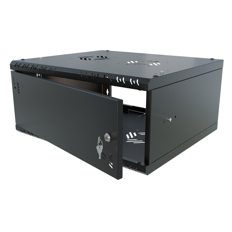 Armadio rack 19" 4U, 450mm, Porta in metallo, Nero