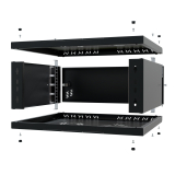 Armadio rack 19" 4U, 450mm, Porta in metallo, Nero