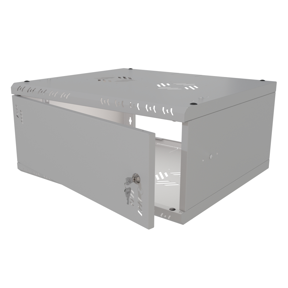 Armadio rack 19" 4U, 450mm, Porta in metallo, grigio