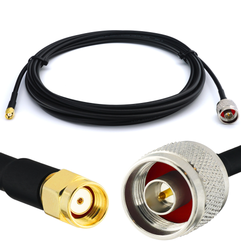 RP-SMA maschio a N maschio 1m RG58/U cavo coassiale