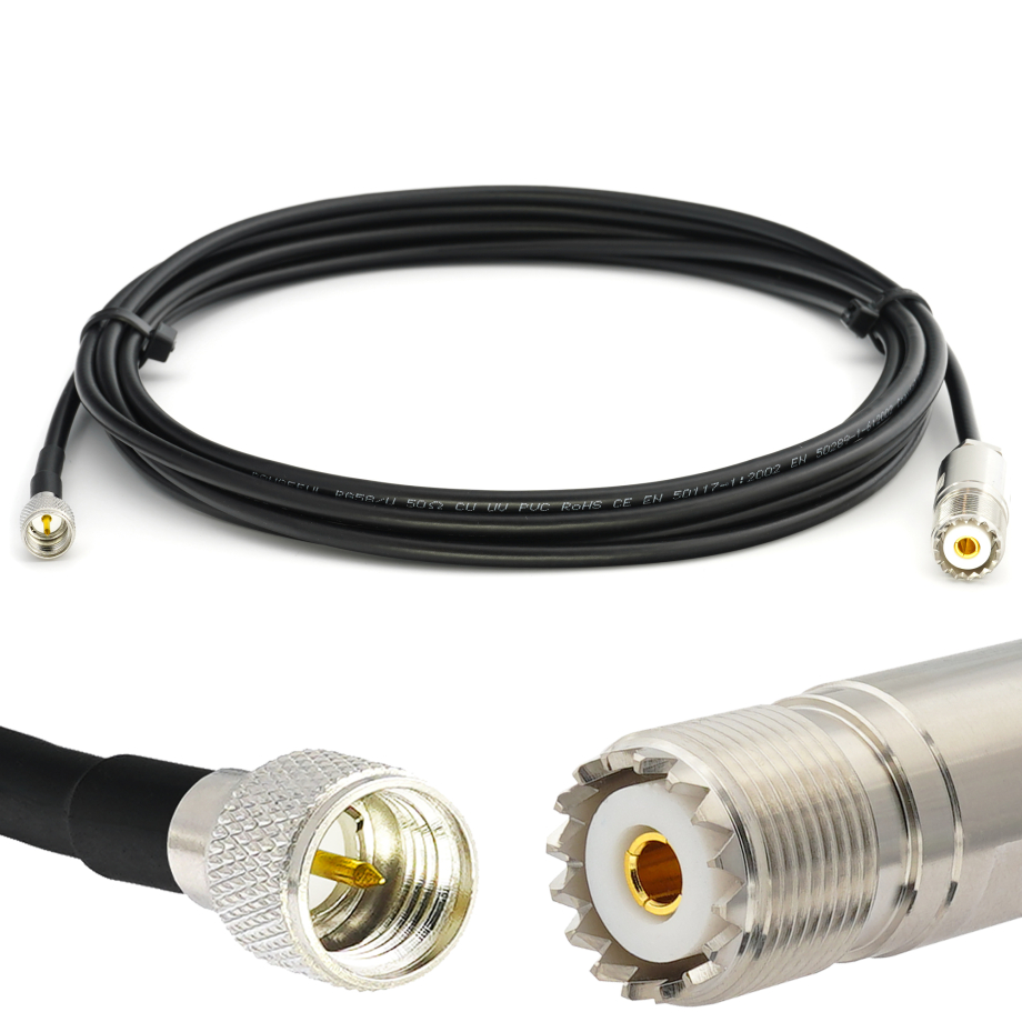 Kit Cavo UHF RG58 Da 5m Con Adattatori PL259/SO239 – Per Radio CB, Amatoriale E WiFi