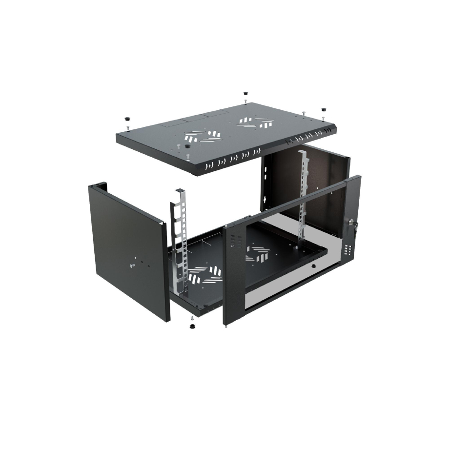 Armadio rack 19" 6U, 350mm, porta in vetro, nero
